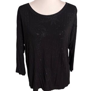 White House Black Market Black Printed Constellation Blouse